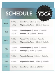 Yoga class schedule
